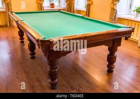 Billiard table with green cloth Stock Photo