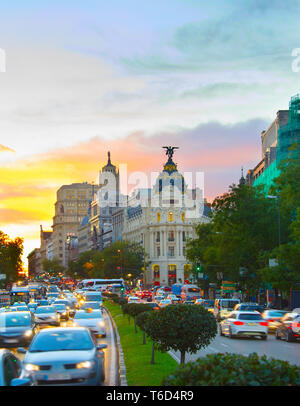 Madrid Downtown busy street, Spain Stock Photo