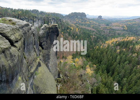 Elbe Sandstone Mountains in autumn Stock Photo