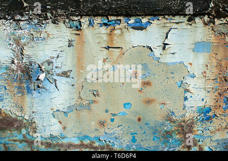 Old weathered painted grunge metal sheet surface Stock Photo