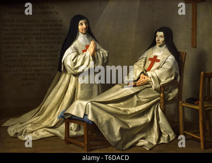 Ex-voto of 1662 Mother Catherine-Agnès Arnauld (1593-1671) and sister Catherine of Sainte Suzanne Champaigne (1636-1686), daughter of the artist 1662 by  Philippe de CHAMPAIGNE, 1602 - 1674, Belgian, France, French Baroque. Stock Photo