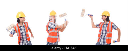 Funny painter isolated on white Stock Photo