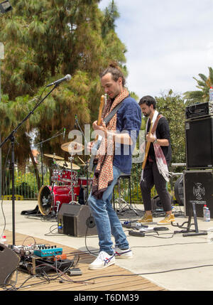 LAS PALMAS DE GRAN CANARIA, SPAIN - April 28: French Band AYWA perfoming at Parque Doramas as part of free program Musica en El Parque, on April 28, 2 Stock Photo