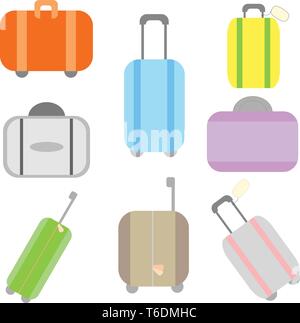 Vector Luggage Travelling Handled Wheeled Suitcase Illustrations Stock Vector