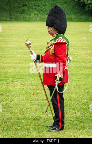 UK, Cardiff - 09 June 2018 -  Band of the Royal Welsh taking part in the official birthday celebrations for Queen Elizabeth II  - Drum Major Stock Photo