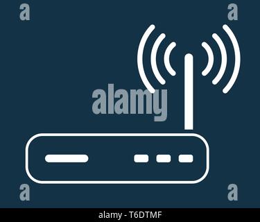 Internet router or modem device with wifi signal outline icon symbol Stock Vector