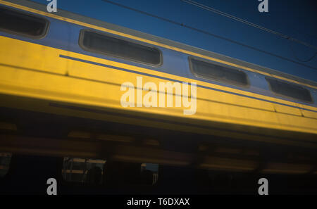 Dutch trains at Amsterdam Central Station Stock Photo