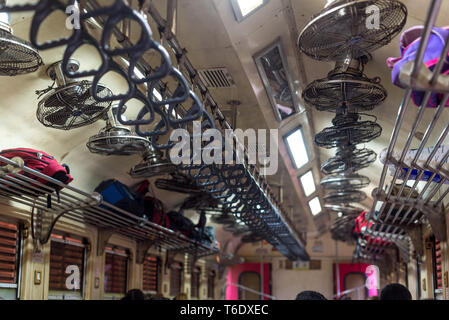 Inside a railroad car from the southern railway Sri Lanka Stock Photo