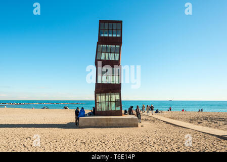 Sculpture at the beach in the Barcelona district Barceloneta Stock Photo