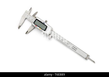 Digital vernier caliper isolated on white Stock Photo