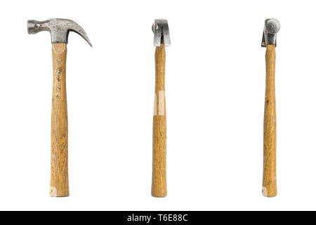 Old claw hammer seen from three sides Stock Photo