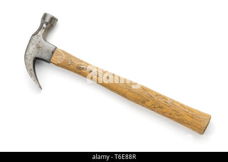 Very old claw hammer, isolaterd on white Stock Photo