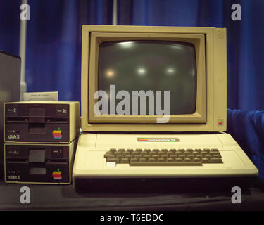 Old Apple II computer system at event exhibition Stock Photo