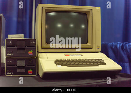 Old Apple II computer system at event exhibition Stock Photo