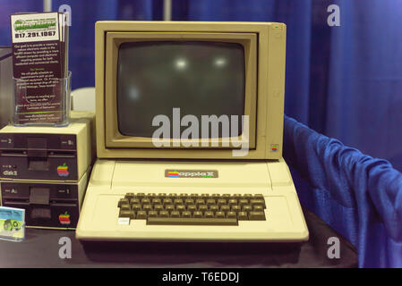 Old Apple II computer system at event exhibition Stock Photo