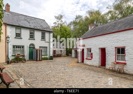 View of Shipbuoy Street with Mountjoy Post Office on the right, at the Ulster American Folk Park, Omagh, County Tyrone, Northern Ireland, UK. Stock Photo