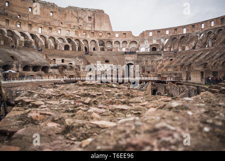 ROME, ITALY - NOVEMBER 16, 2017: View interior of the Colosseum in Rome with tourists Stock Photo