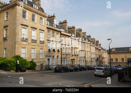 Historic Georgian townhouses houses Russell Street in Bath England UK. Grade II listed buildings architecture Historic English city Stock Photo