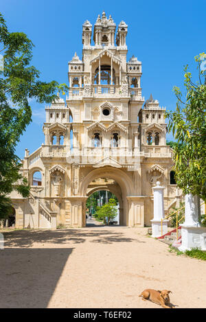 Large extraordinary gateway in the Buddhist monastery Sunandarama Maha Vihara Stock Photo