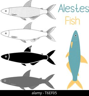Fish icon set, Alestes liebrecht ii or Alestes ansorgii vector illustration Stock Vector