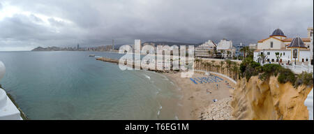 benidorm,alicante,spain;2019-04-29: Panoramic view of Benidorm beach in Alicante, Spain Stock Photo