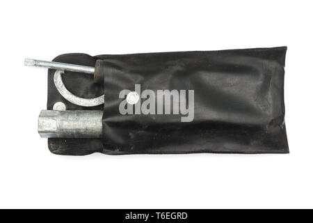First aid tool kit, Car emergency kit for vehicle and transportation concept isolated on white background High resolution image gallery. Stock Photo