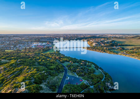 Hopkins river and Warrnambool town in Victoria, Australia Stock Photo