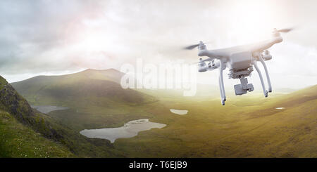 Drone flying over wonderful landscape Stock Photo