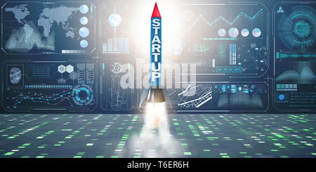 Rocket in business start-up concept - 3d rendering Stock Photo