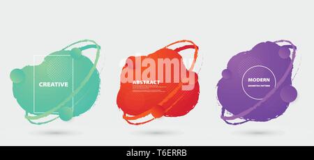 Abstract colorful fluid badges design set. Abstract shapes composition artwork. You can use for space of text, ad, show up details, poster, artwork. i Stock Vector