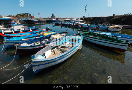 Aci Trezza Marina dei Ciclopi boats harbor, Sicily Stock Photo