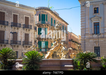 Piazza Archimede (Archimede Square) in Syracuse Stock Photo