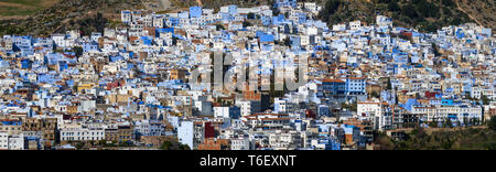 Panorama of blue city Chefchaouen Stock Photo