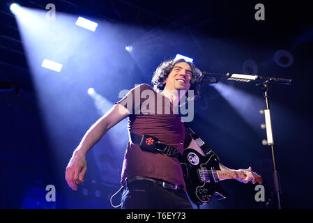 BARCELONA - FEB 13: Snow Patrol (pop band) perform in concert at Razzmatazz stage on February 13, 2019 in Barcelona, Spain. Stock Photo
