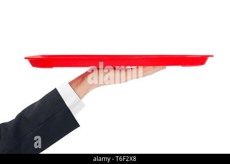 Hand with tray Stock Photo