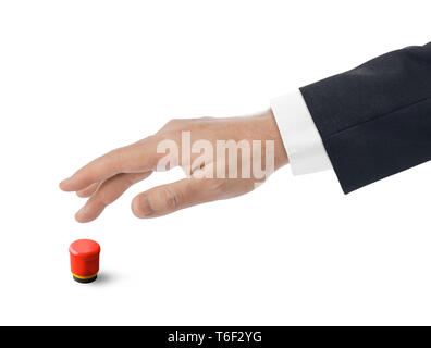 Hand and red button Stock Photo