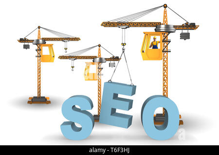 Search engine optimisation concept with crane Stock Photo