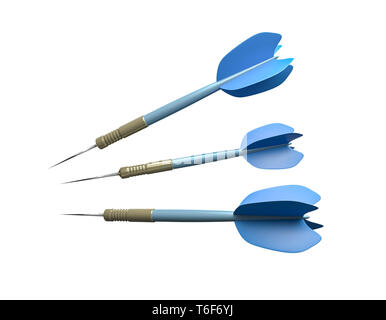 three blue typical dart arrows Stock Photo