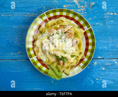 Crispy Cajun Shrimp Fettuccine Stock Photo