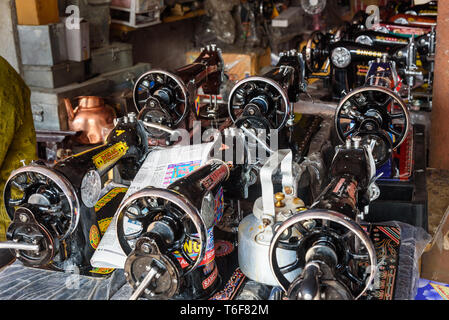 Jaipur, India - February 01, 2019: Sewing machines for sale in local market in Jaipur. Rajasthan. India Stock Photo