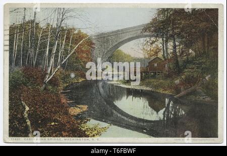 Detroit Publishing Company vintage postcard reproduction of the Cabin Johns Bridge over the Potomac River, Washington, District of Columbia, Washington, DC, 1914. From the New York Public Library. () Stock Photo