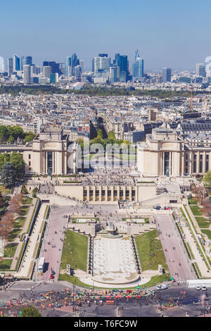 View from Eiffel Tower towards the Trocadero Stock Photo