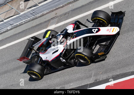 Barcelona, Spain.  March 5th, 2019 -  Nyck De Vries from the Netherlands with 4 ART GRAND PRIX  - during day one of Fia F2 Pre-Season Test at Circuit  Stock Photo