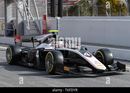 Barcelona, Spain.  March 5th, 2019 -  Nyck De Vries from the Netherlands with 4 ART GRAND PRIX  - during day one of Fia F2 Pre-Season Test at Circuit  Stock Photo