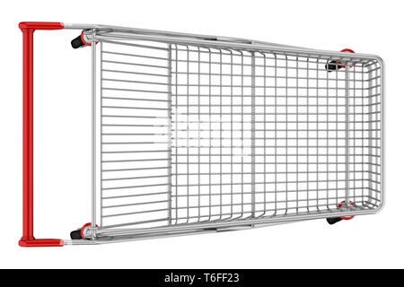 top view of empty shopping cart isolated on white background. Stock Photo