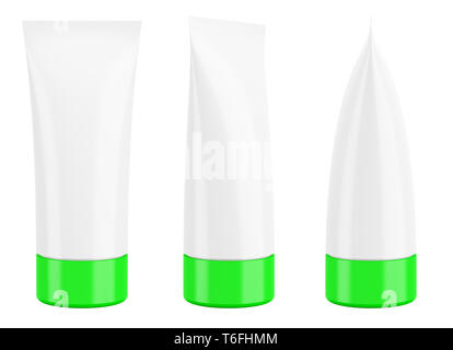 blank cream cosmetic or toothpaste tube isolated on white background Stock Photo