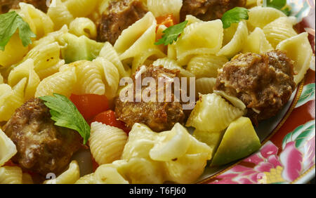 Orecchiette with Mini Chicken Meatballs Stock Photo
