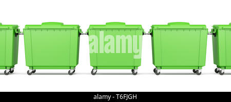 green garbage containers isolated on white background Stock Photo
