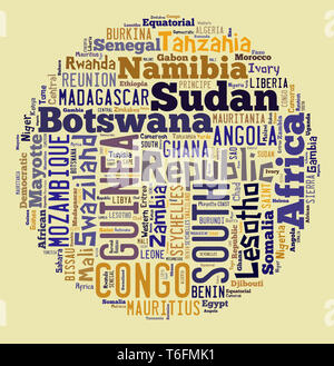 African countries in words cloud Stock Photo