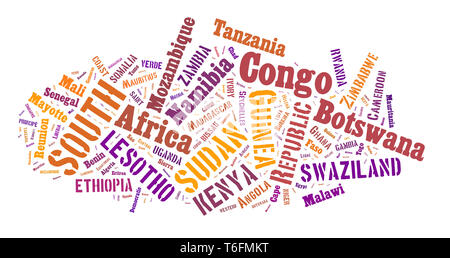 African words cloud in shape. Stock Photo